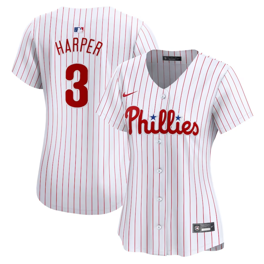 Philadelphia Phillies Womens #3 Bryce Harper Nike Home Limited Player Jersey - White