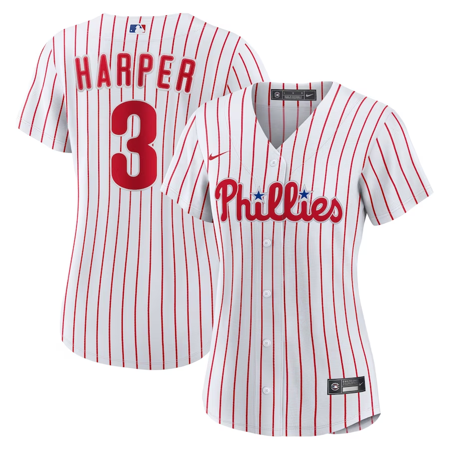 Philadelphia Phillies Womens #3 Bryce Harper Nike Home Replica Player Jersey - White