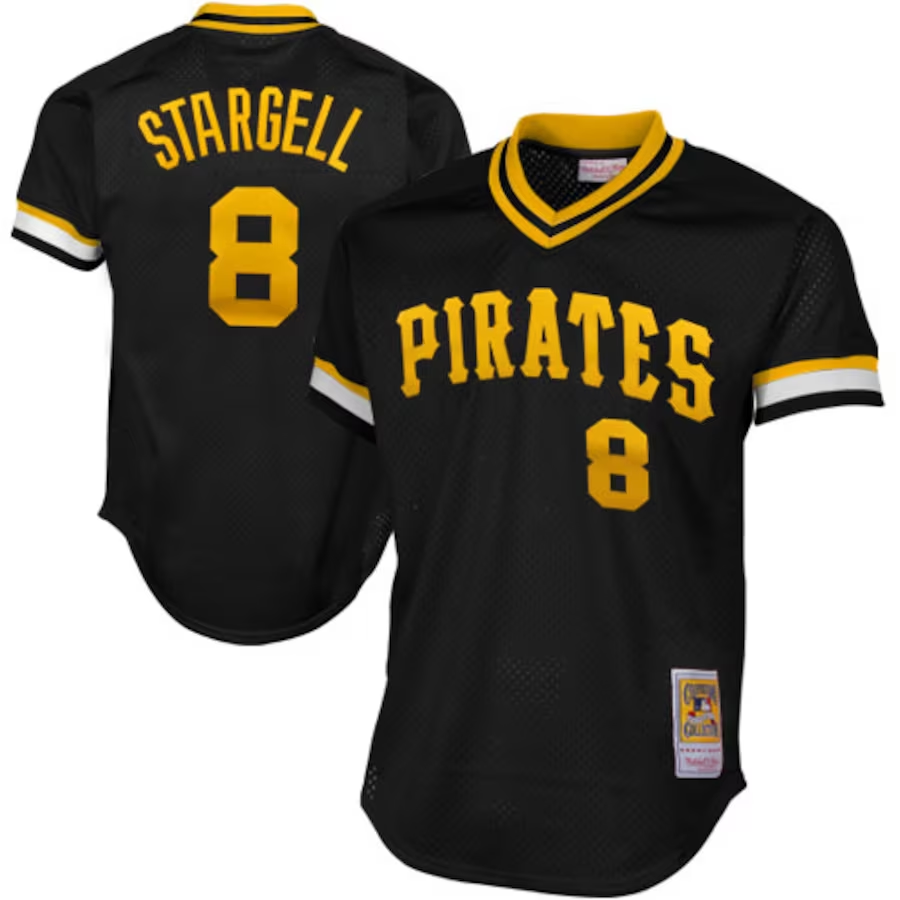 Pittsburgh Pirates #8 Willie Stargell Mitchell & Ness 1982 Authentic Cooperstown Collection Mesh Batting Practice Jersey - Black