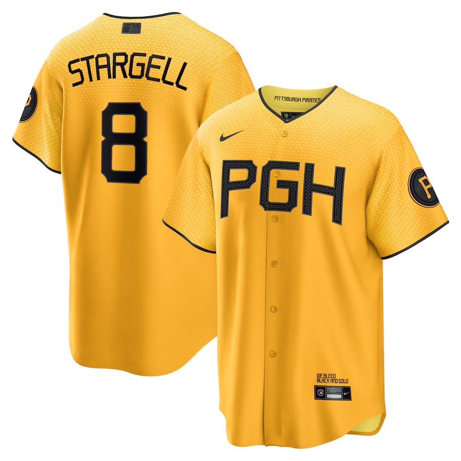 Pittsburgh Pirates #8 Willie Stargell Nike City Connect Replica Player Jersey - Gold