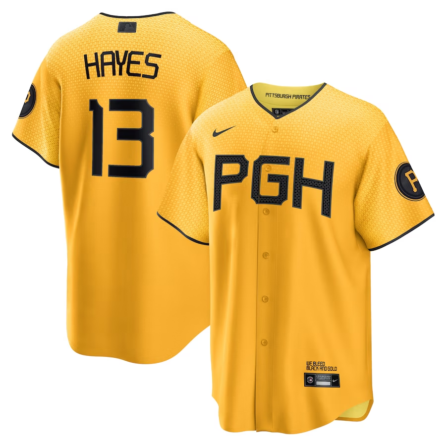 Pittsburgh Pirates #13 KeBryan Hayes Nike City Connect Replica Player Jersey - Gold