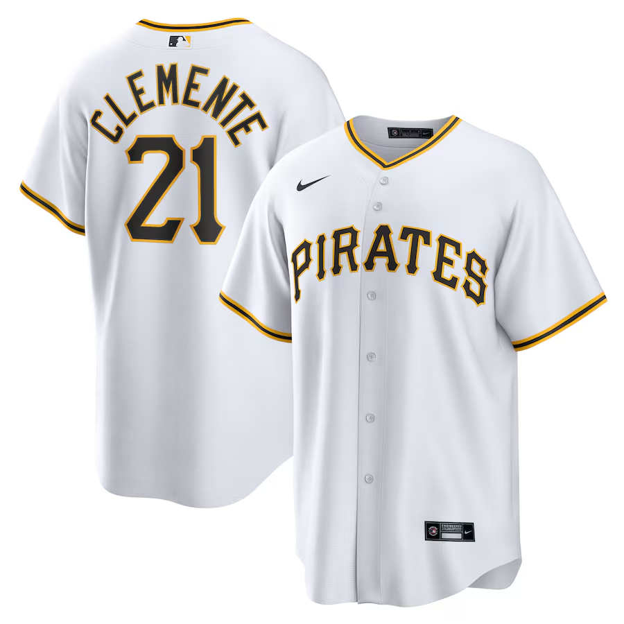 Pittsburgh Pirates #21 Roberto Clemente Nike Home Replica Player Name Jersey - White
