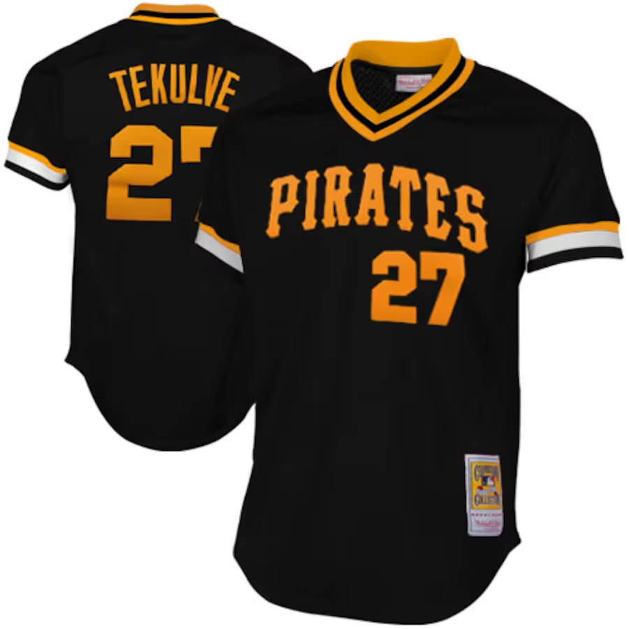 Pittsburgh Pirates #27 Mitchell & Ness Kent Tekulve 1982 Cooperstown Collection Authentic Practice Jersey - Black