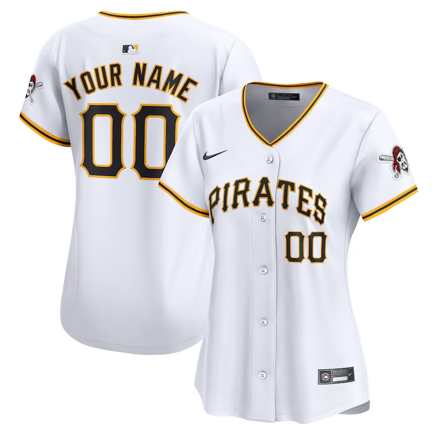 Pittsburgh Pirates Customized Womens Nike Home Limited Jersey - White