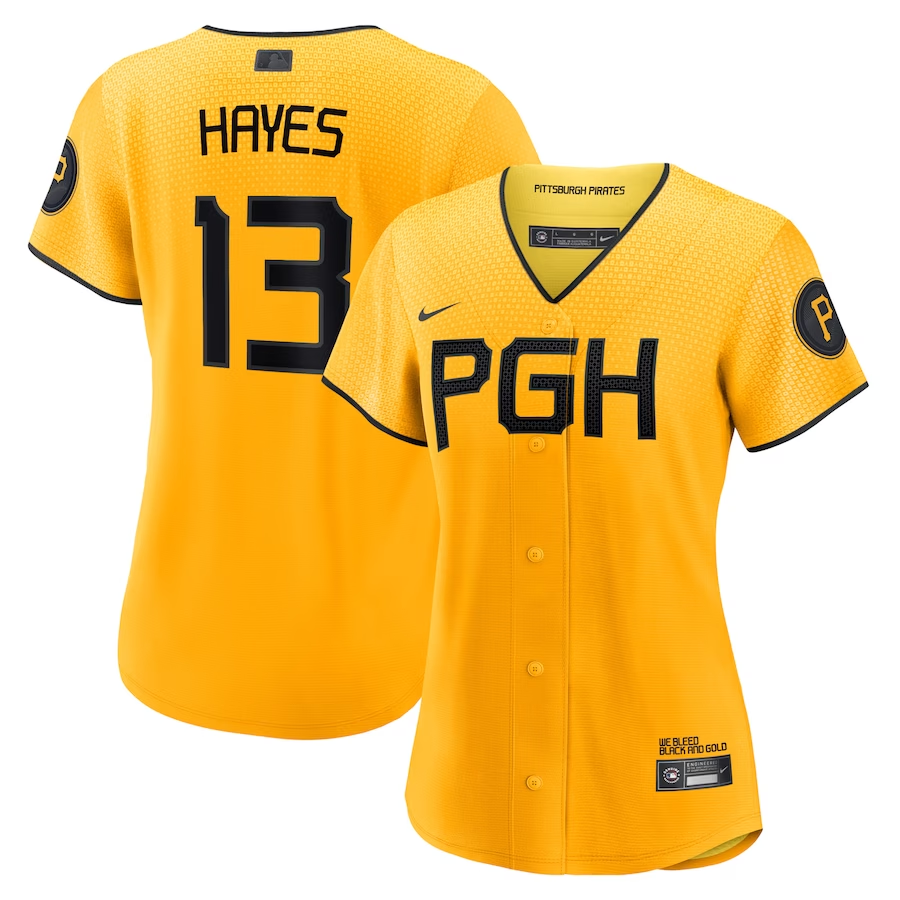 Pittsburgh Pirates Womens #13 KeBryan Hayes Nike City Connect Replica Player Jersey - Gold