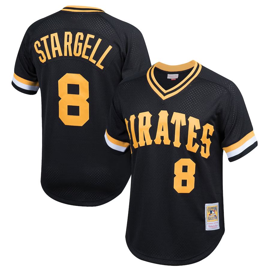 Pittsburgh Pirates Youth #8 Willie Stargell Mitchell & Ness Cooperstown Collection Mesh Batting Practice Jersey - Black (2)