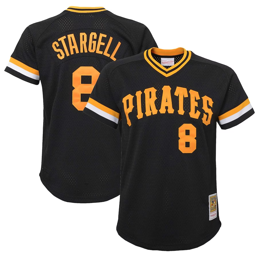 Pittsburgh Pirates Youth #8 Willie Stargell Mitchell & Ness Cooperstown Collection Mesh Batting Practice Jersey - Black