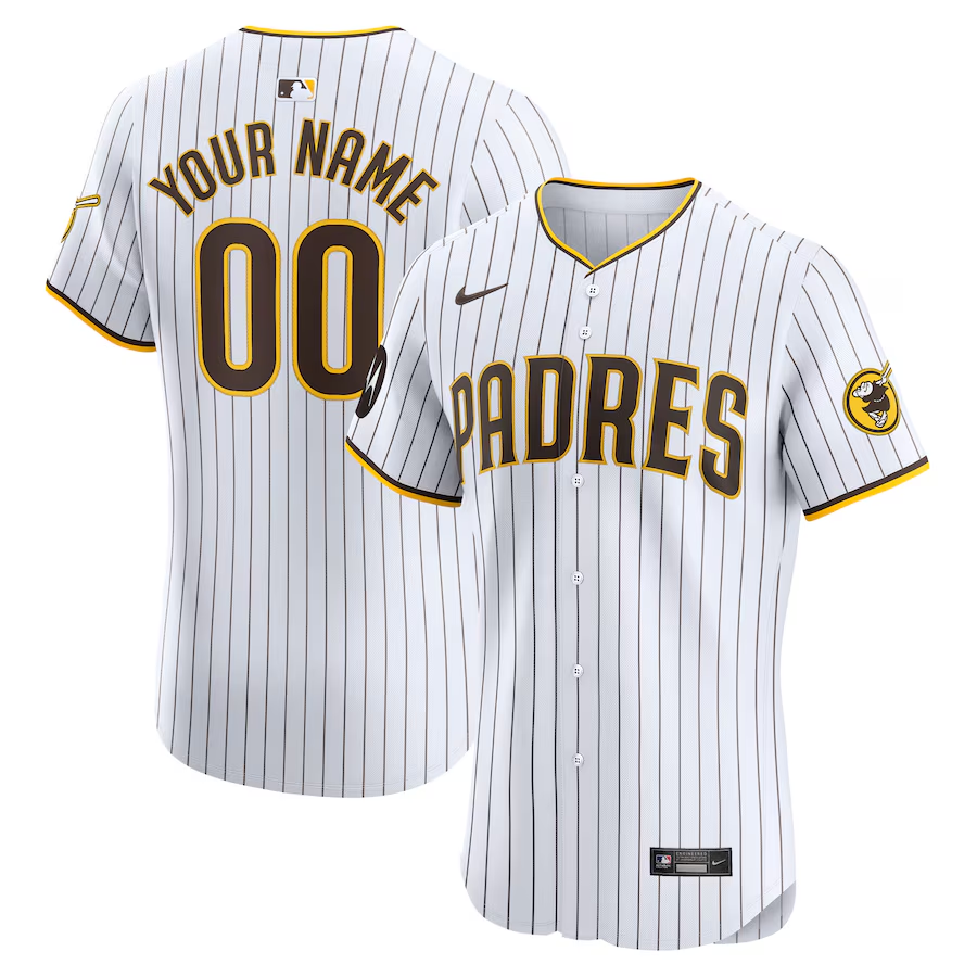 San Diego Padres Customized Nike Home Elite Patch Jersey - White