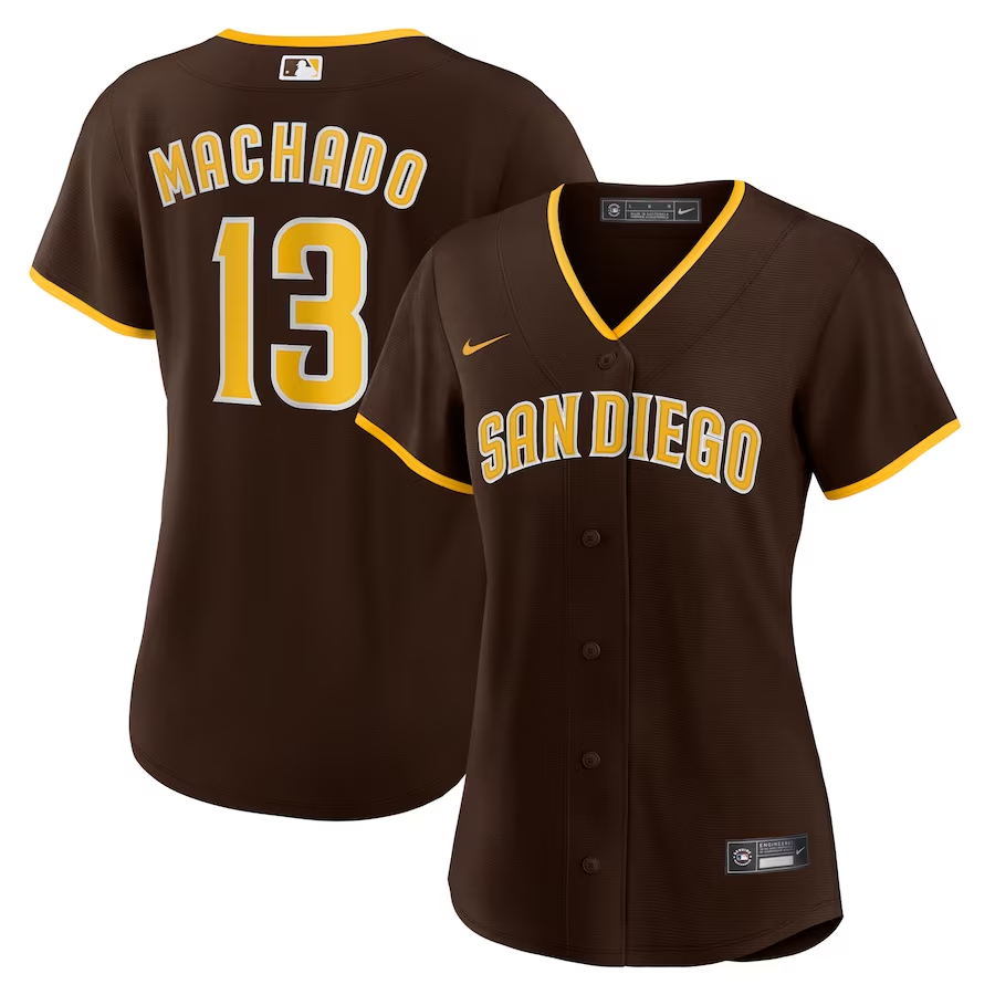 San Diego Padres Womens #13 Manny Machado Nike Road Replica Player Jersey - Brown