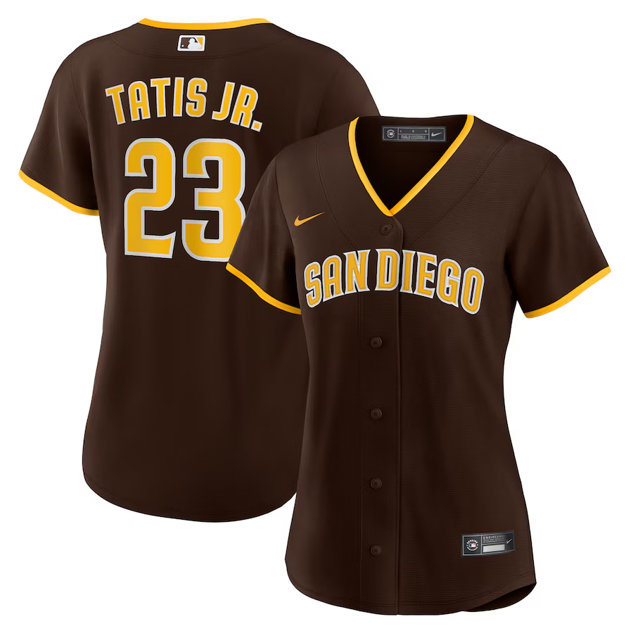San Diego Padres Womens #23 Fernando Tatis Jr. Nike Road Replica Player Jersey - Brown