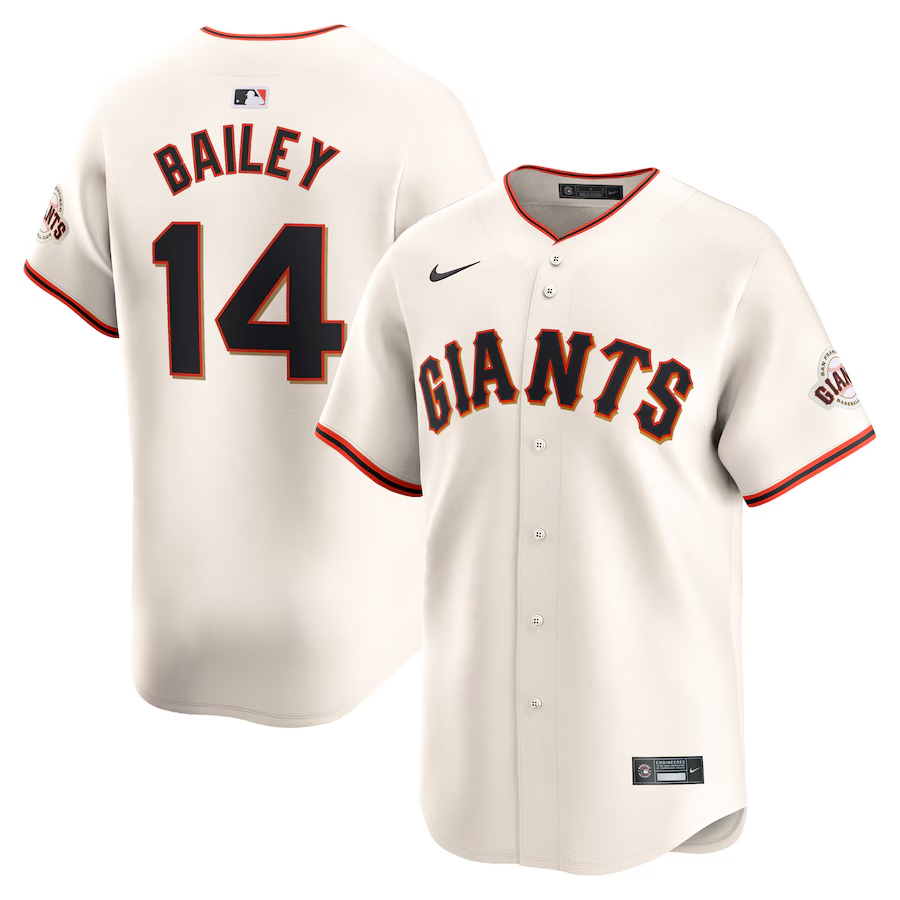 San Francisco Giants #14 Patrick Bailey Nike Home Limited Player Jersey - Cream