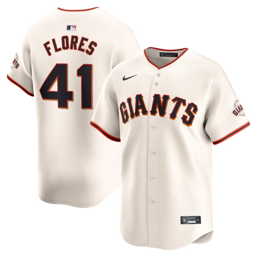 San Francisco Giants #41 Wilmer Flores Nike Home Limited Player Jersey - Cream