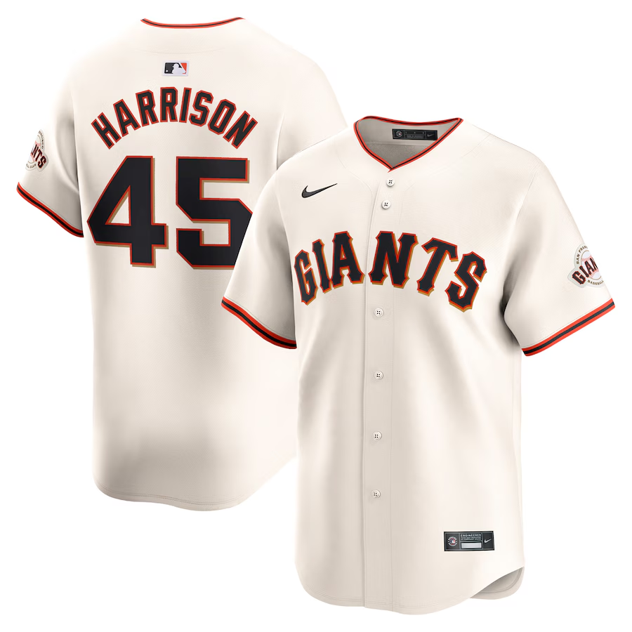 San Francisco Giants #45 Kyle Harrison Nike Home Limited Player Jersey - Cream