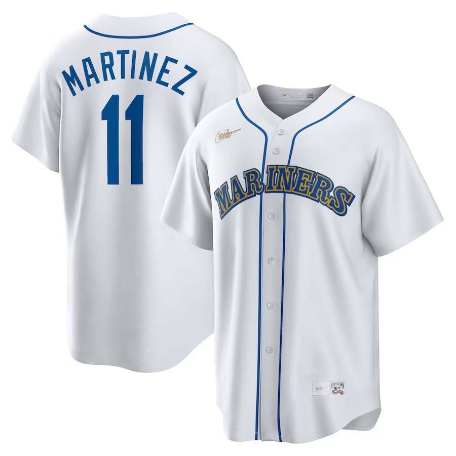 Seattle Mariners #11 Edgar Martinez Nike Home Cooperstown Collection Replica Player Jersey - White
