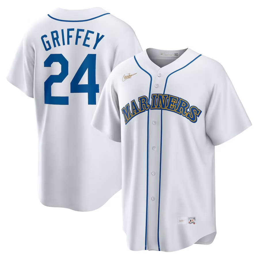 Seattle Mariners #24 Ken Griffey Jr. Nike Home Cooperstown Collection Player Jersey - White