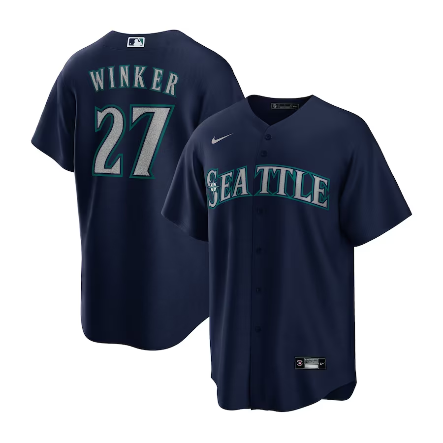 Seattle Mariners #27 Jesse Winker Nike Alternate Replica Player Jersey - Navy