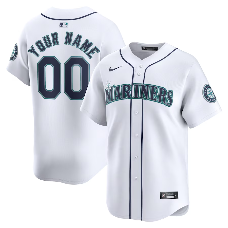 Seattle Mariners Customized Nike Home Limited Jersey - White