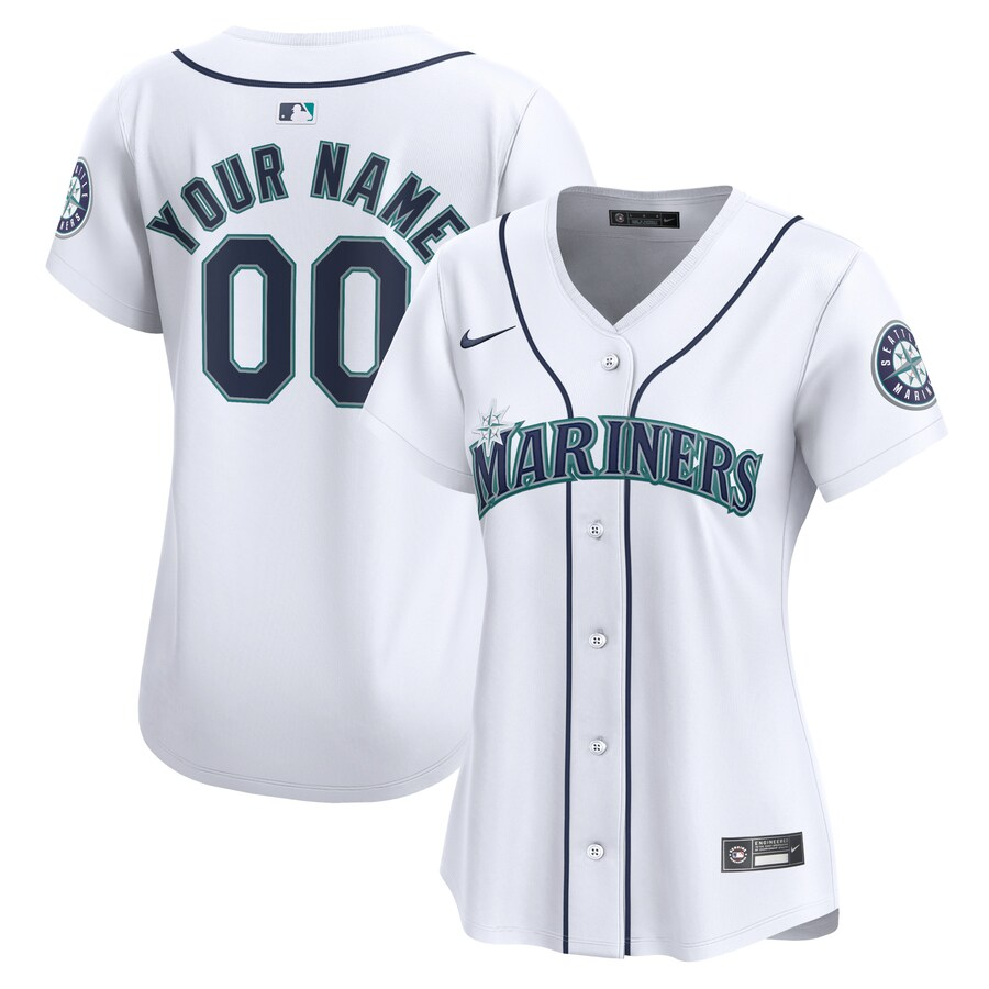 Seattle Mariners Customized Womens Nike Home Limited Jersey - White