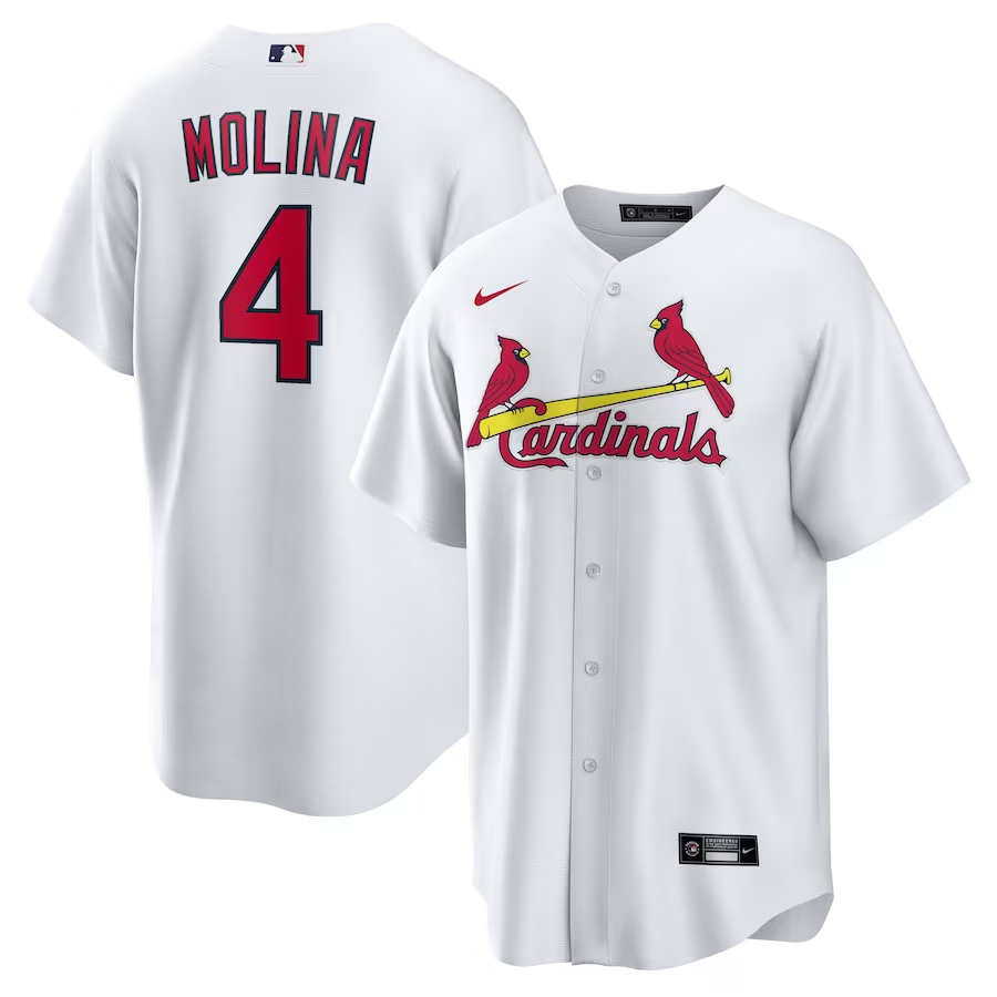 St. Louis Cardinals #4 Yadier Molina Nike Home Replica Player Name Jersey - White