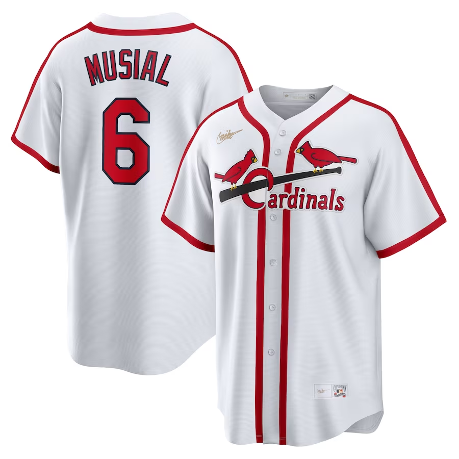 St. Louis Cardinals #6 Stan Musial Nike Home Cooperstown Collection Player Jersey - White