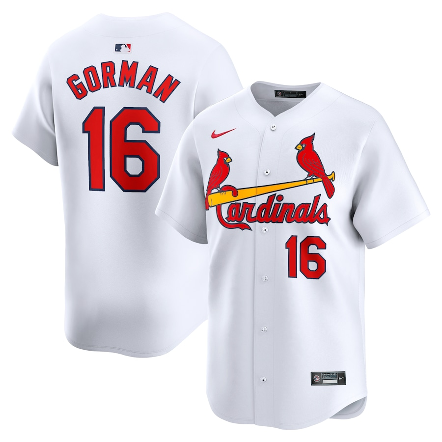 St. Louis Cardinals #16 Nolan Gorman Nike Home Limited Player Jersey - White