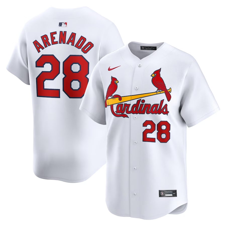 St. Louis Cardinals #28 Nolan Arenado Nike Home Limited Player Jersey - White