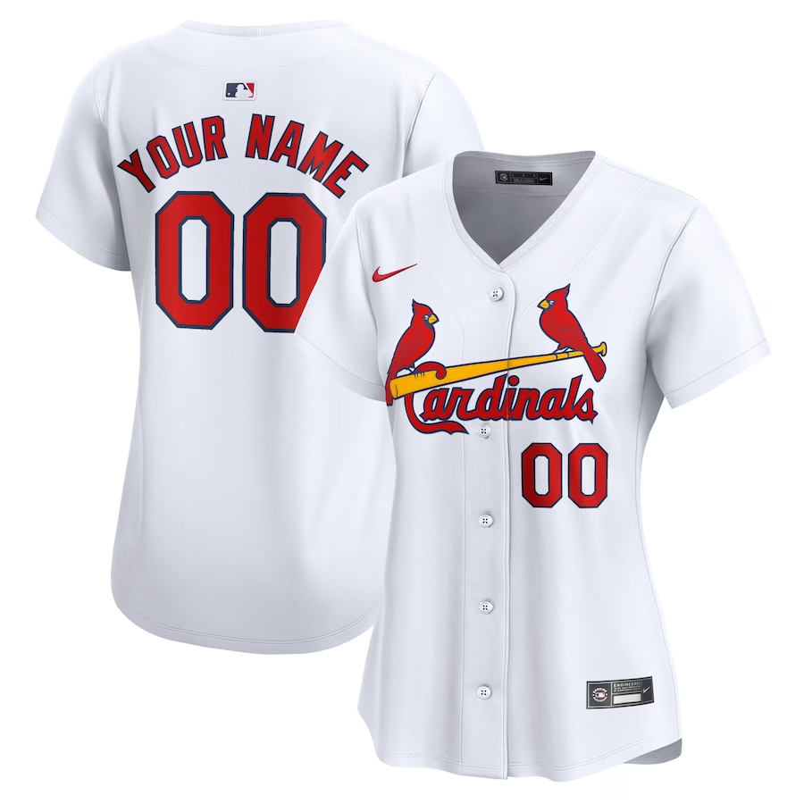 St. Louis Cardinals Customized Womens Nike Home Limited Jersey - White