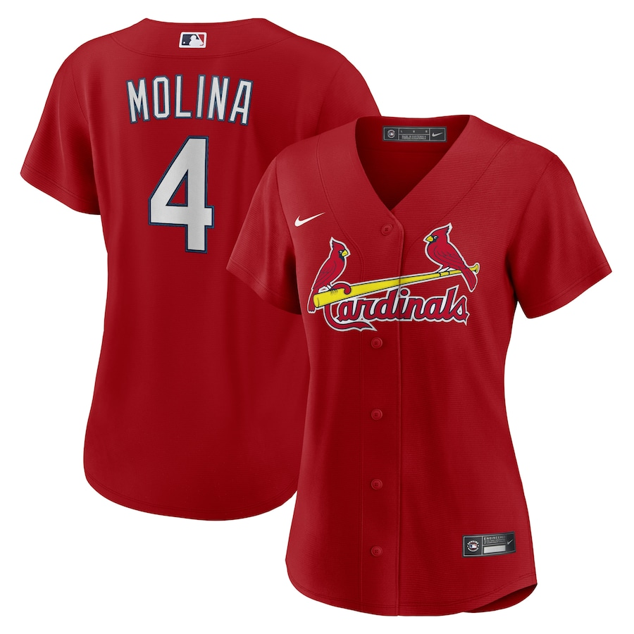 St. Louis Cardinals Womens #4 Yadier Molina Nike Alternate Replica Player Jersey - Red