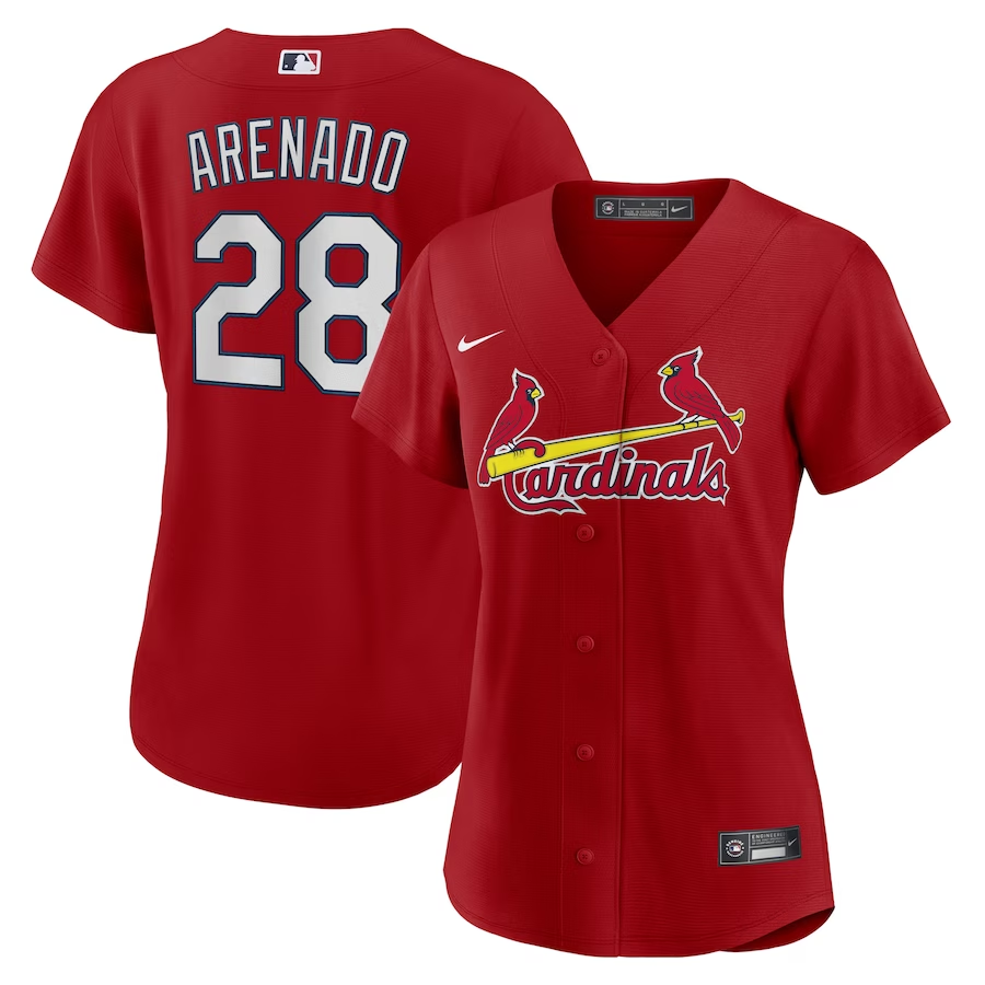 St. Louis Cardinals Womens #28 Nolan Arenado Nike Alternate Replica Player Jersey - Red