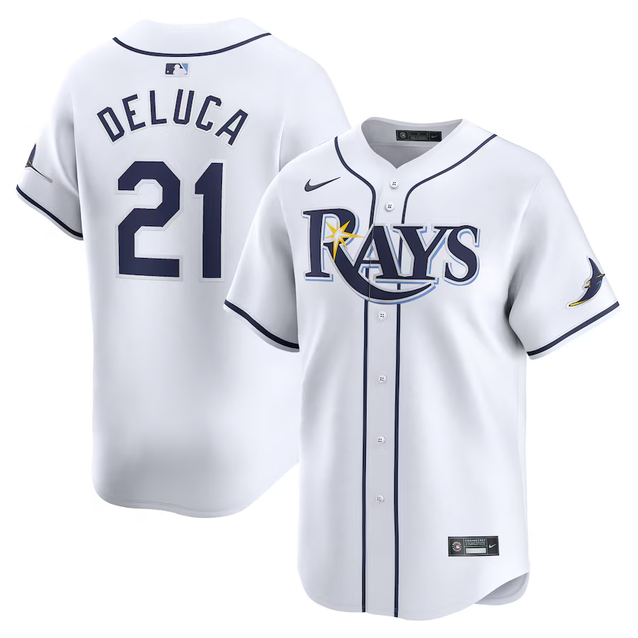 Tampa Bay Rays #21 Jonny DeLuca Nike Home Limited Player Jersey - White