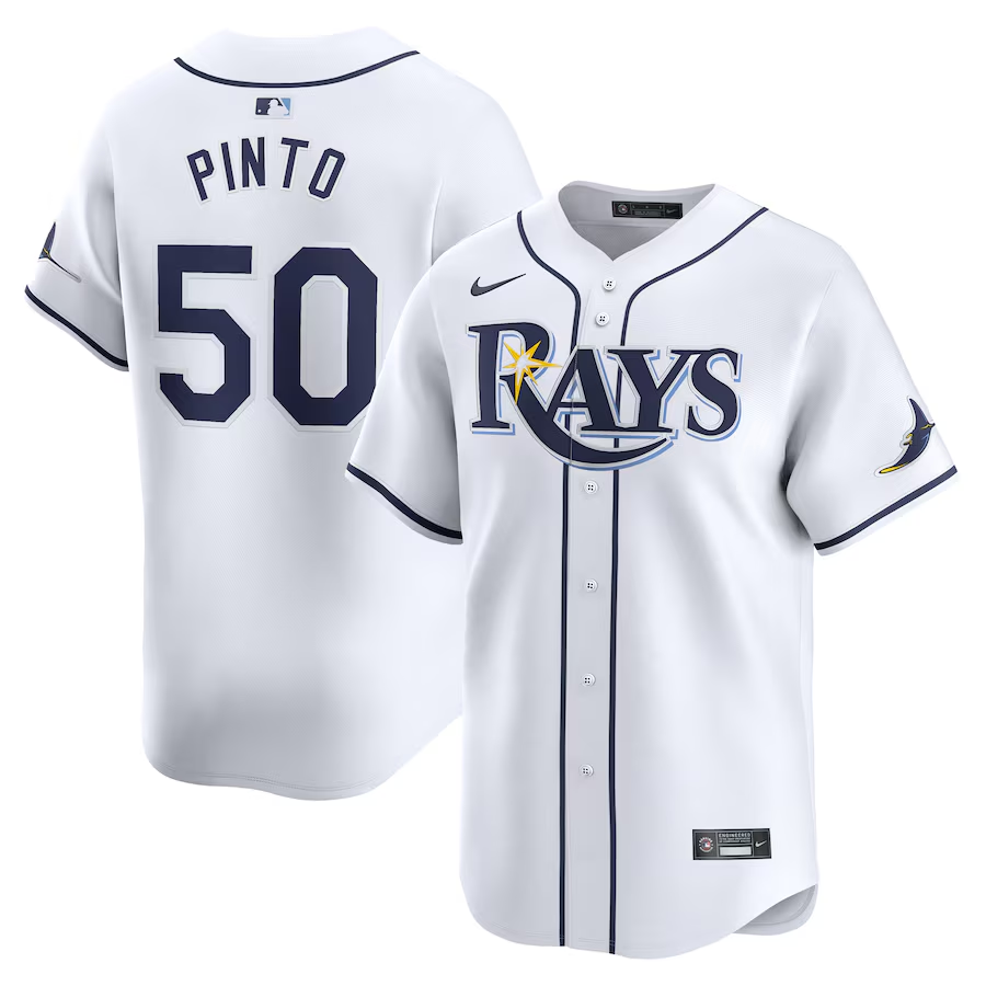 Tampa Bay Rays #50 Rene Pinto Nike Home Limited Player Jersey - White