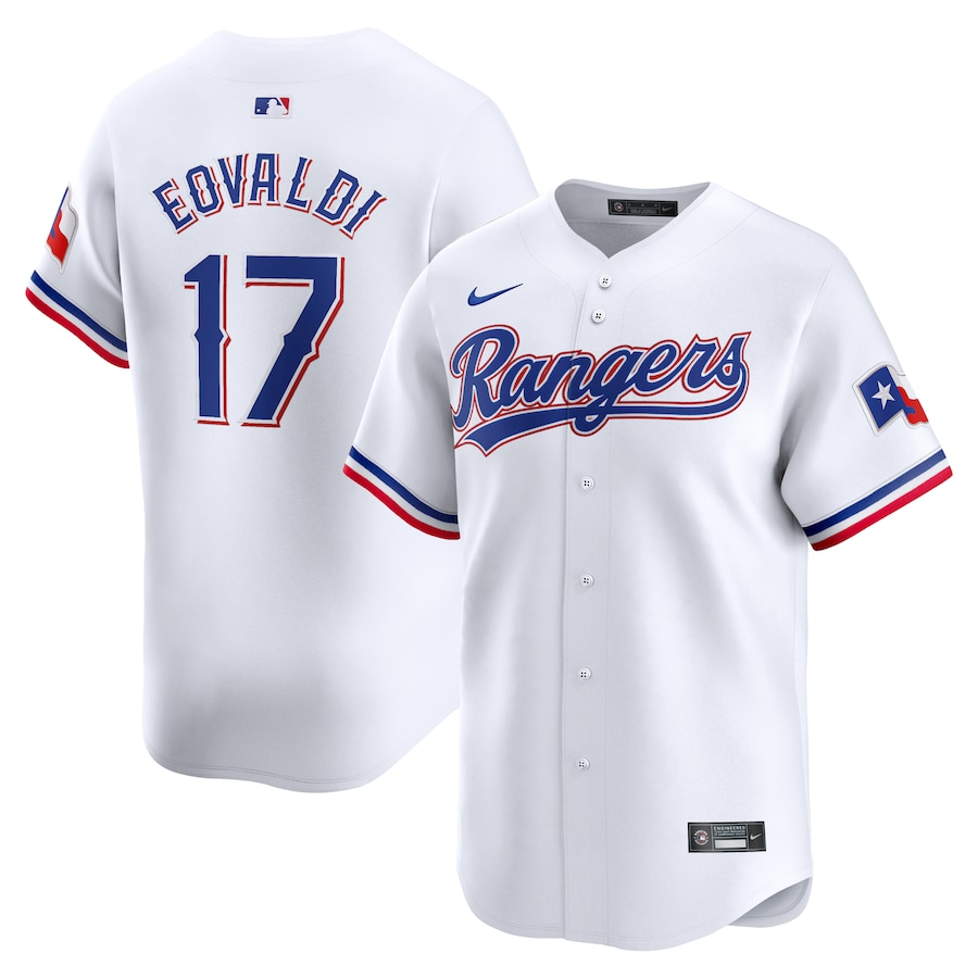 Texas Rangers #17 Nathan Eovaldi Nike Home Limited Player Jersey - White