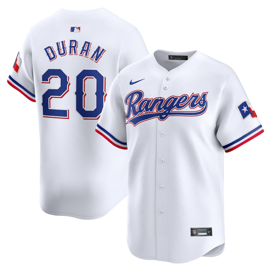 Texas Rangers #20 Ezequiel Duran Nike Home Limited Player Jersey - White