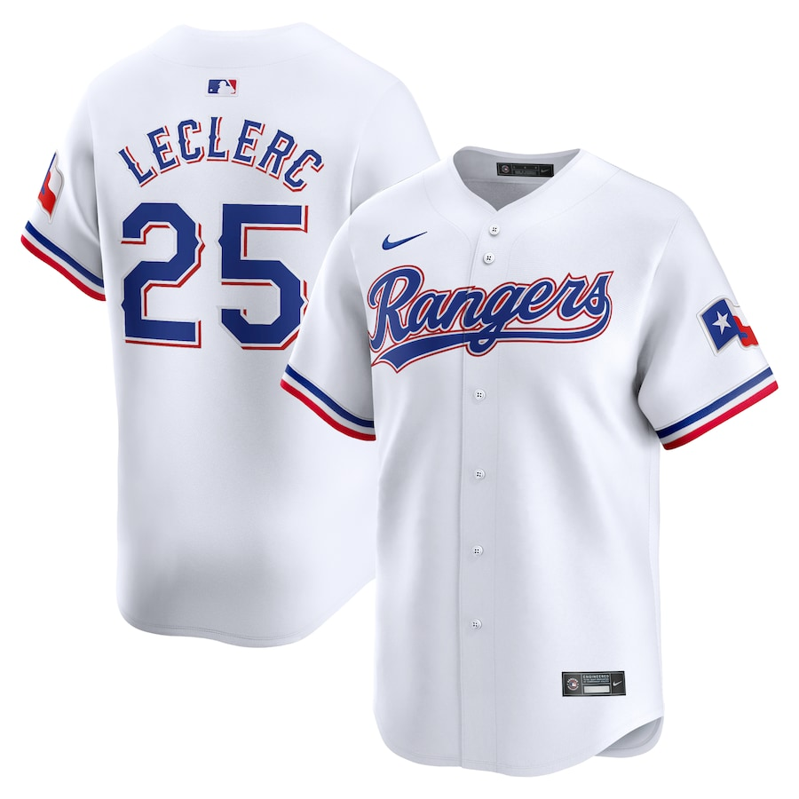 Texas Rangers #25 Jose Leclerc Nike Home Limited Player Jersey - White
