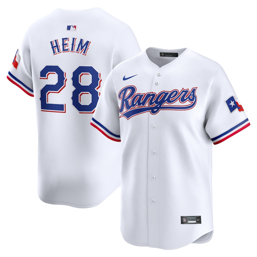Texas Rangers #28 Jonah Heim Nike Home Limited Player Jersey - White