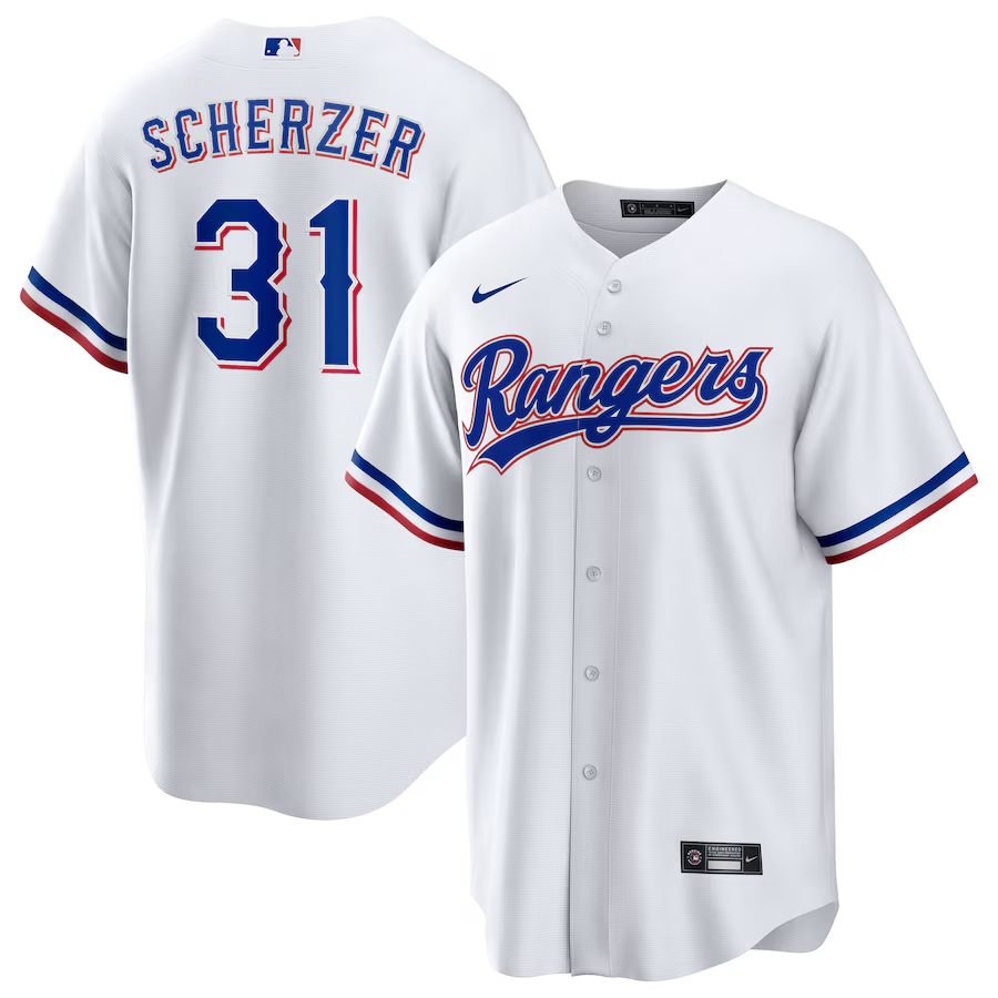 Texas Rangers #31 Max Scherzer Nike Home Replica Player Jersey - White