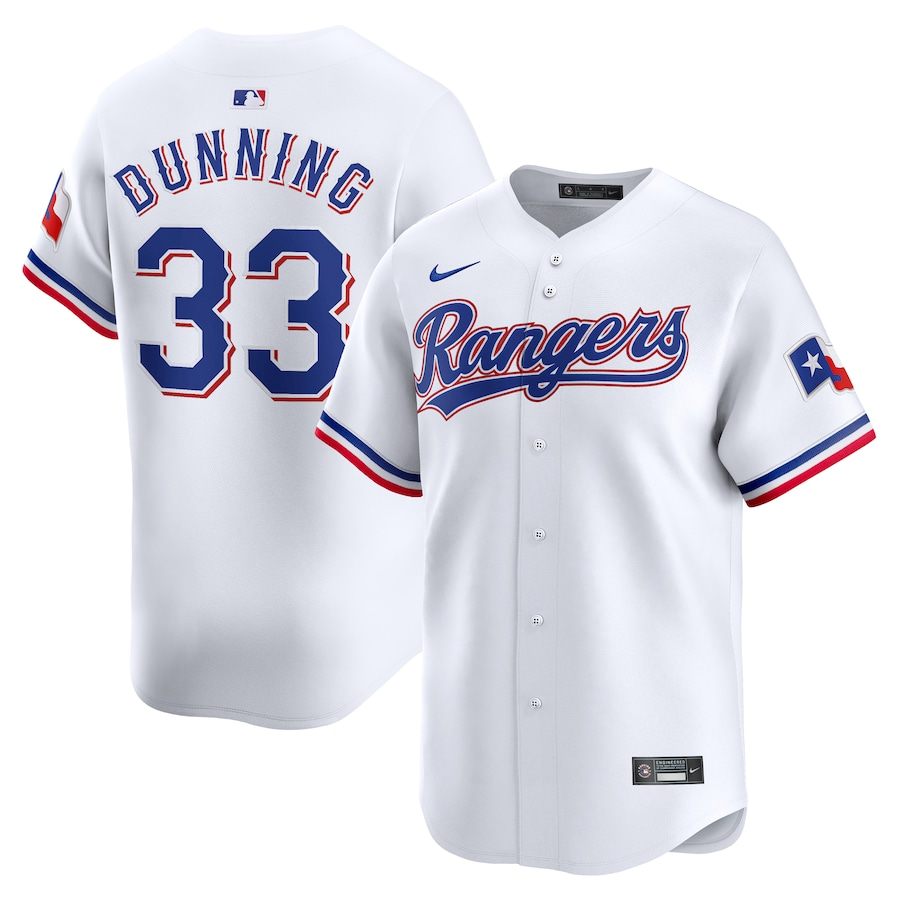 Texas Rangers #33 Dane Dunning Nike Home Limited Player Jersey - White