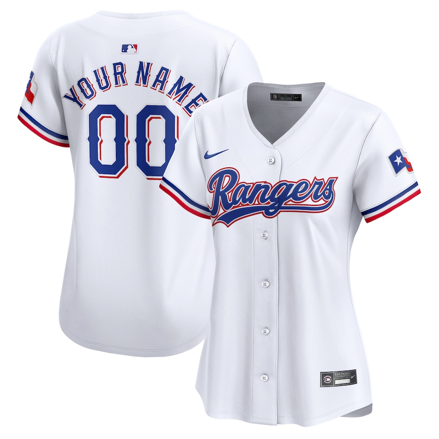 Texas Rangers Customized Womens Nike Home Limited Jersey - White