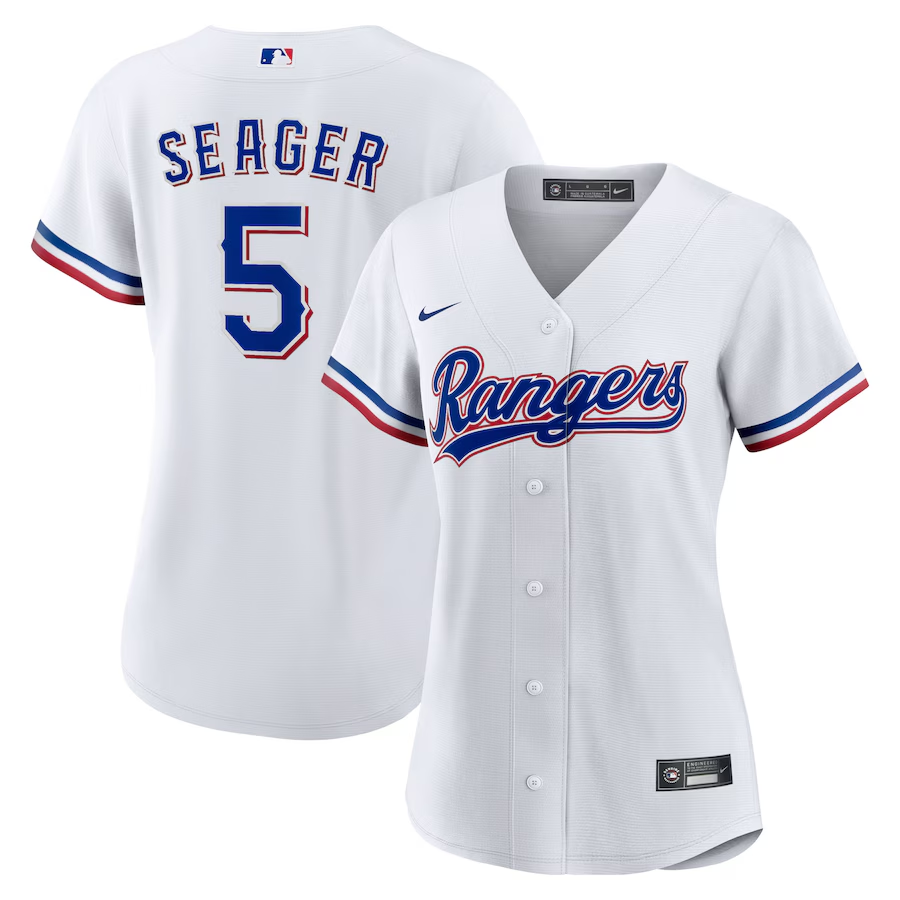 Texas Rangers Womens #5 Corey Seager Nike Home Replica Player Jersey - White