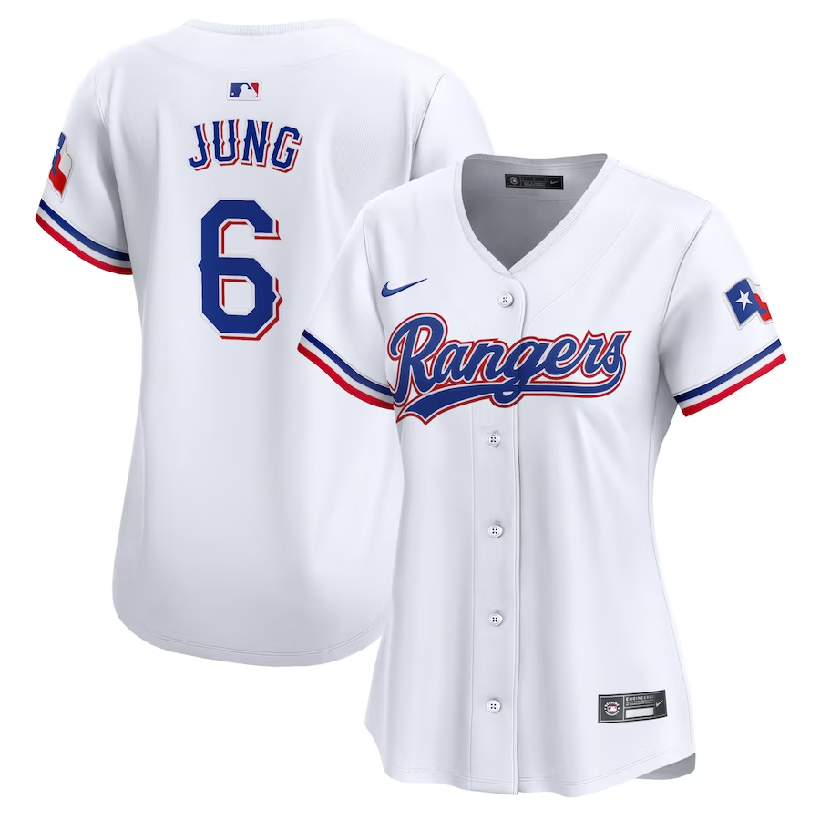 Texas Rangers Womens #6 Josh Jung Nike Home Limited Player Jersey - White