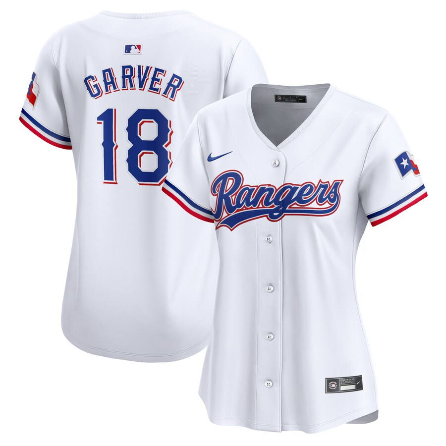 Texas Rangers Womens #18 Mitch Garver Nike Home Limited Player Jersey - White