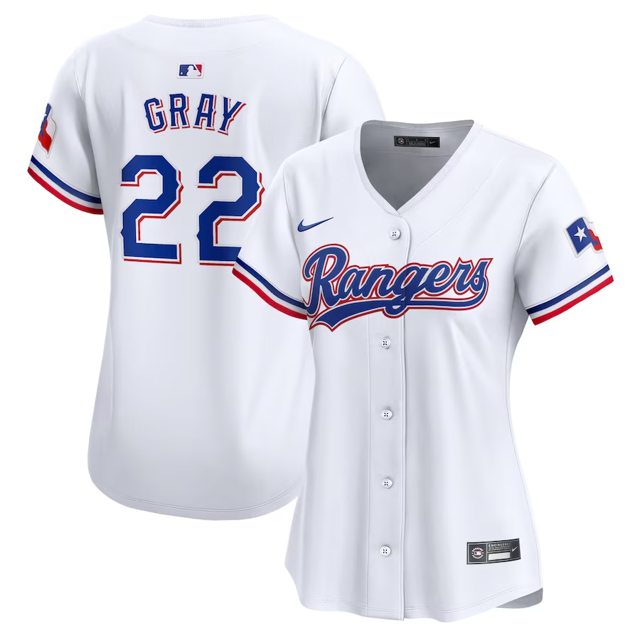 Texas Rangers Womens #22 Jon Gray Nike Home Limited Player Jersey - White