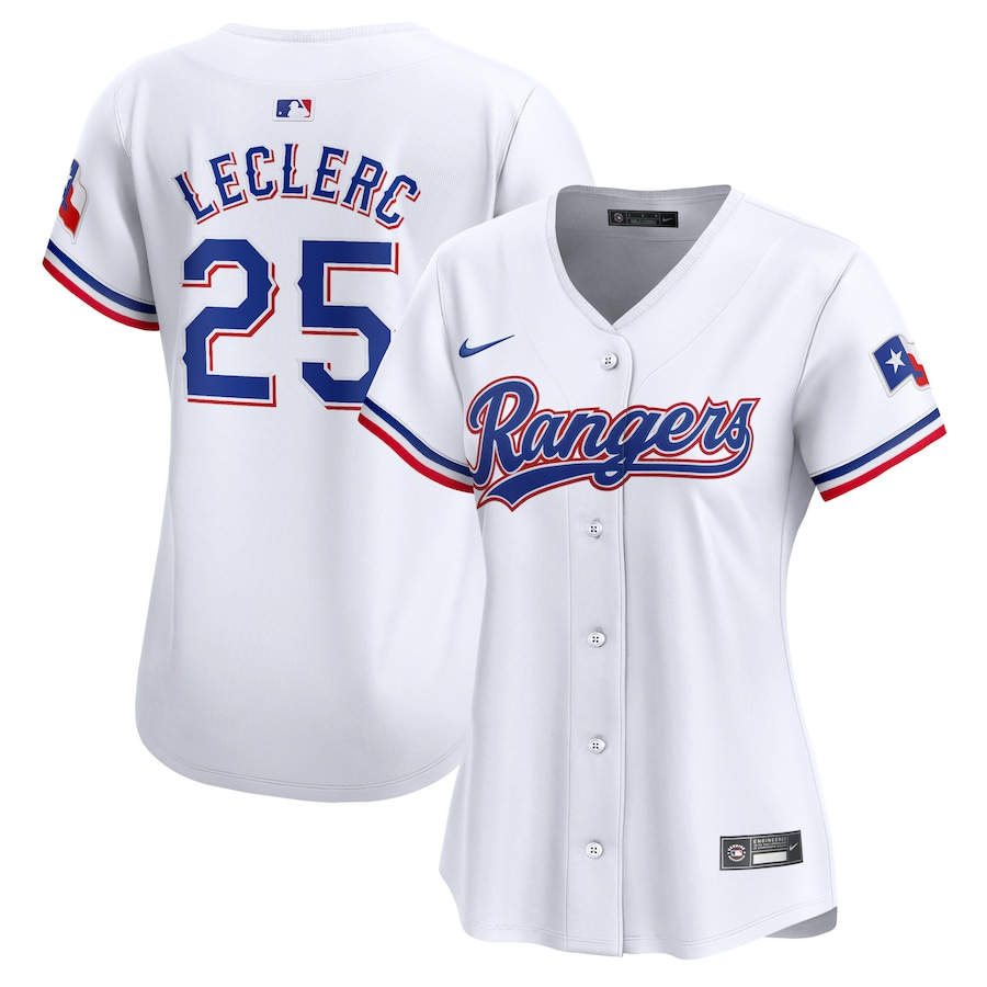 Texas Rangers Womens #25 Jose Leclerc Nike Home Limited Player Jersey - White