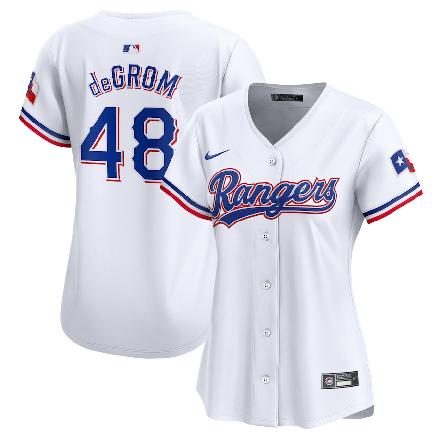 Texas Rangers Womens #48 Jacob deGrom Nike Home Limited Player Jersey - White