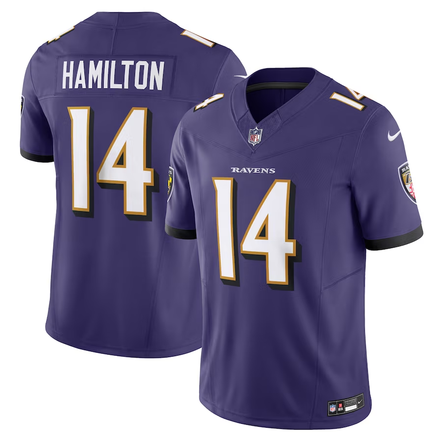 Baltimore Ravens #14 Kyle Hamilton Nike Purple Vapor F.U.S.E. Limited Jersey