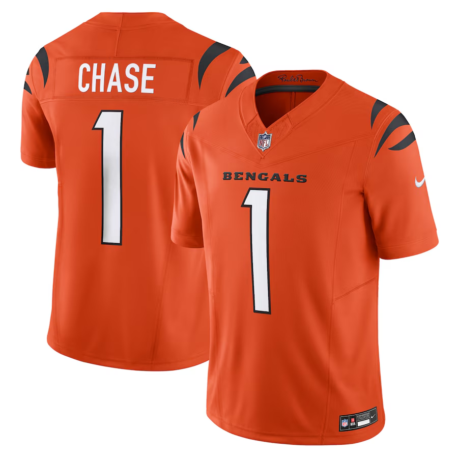 Cincinnati Bengals #1 JaMarr Chase Nike Orange Vapor F.U.S.E. Limited Jersey