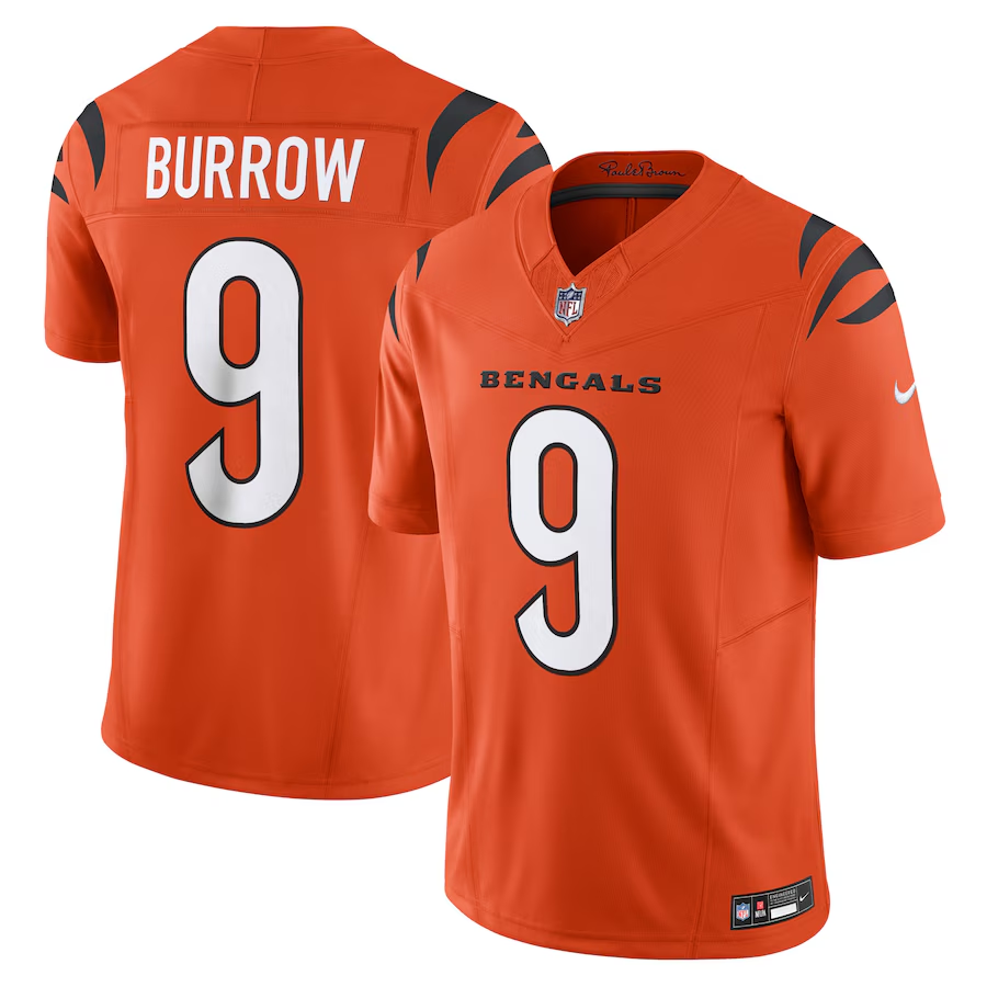 Cincinnati Bengals #9 Joe Burrow Nike Orange Vapor F.U.S.E. Limited Jersey