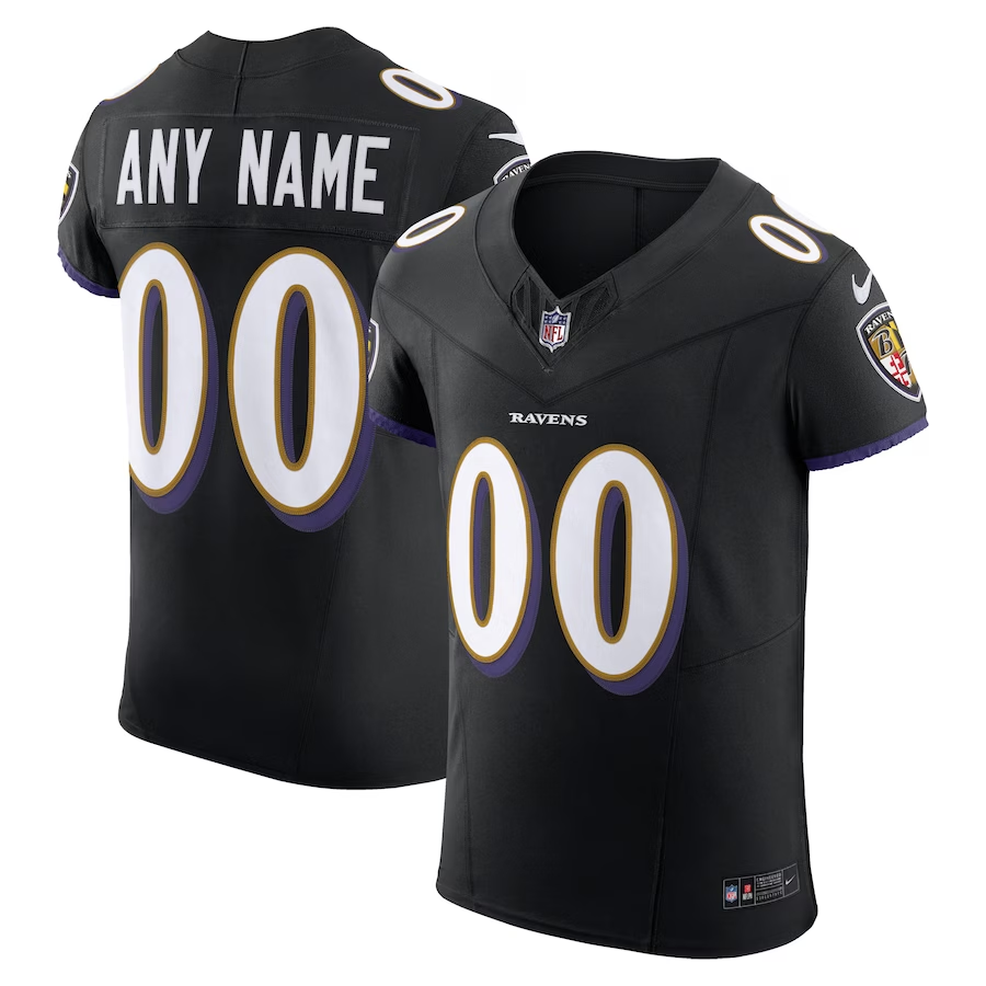 Customized Baltimore Ravens Nike Black Vapor F.U.S.E. Elite Jersey