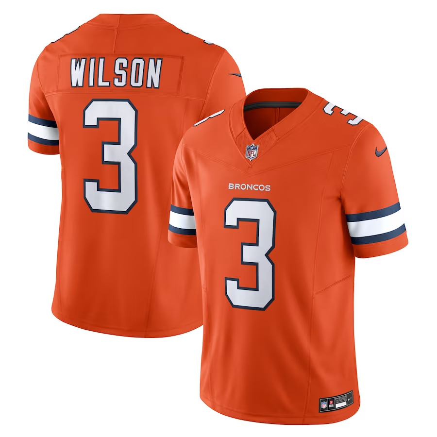 Denver Broncos #3 Russell Wilson Nike Orange Vapor F.U.S.E. Limited Jersey