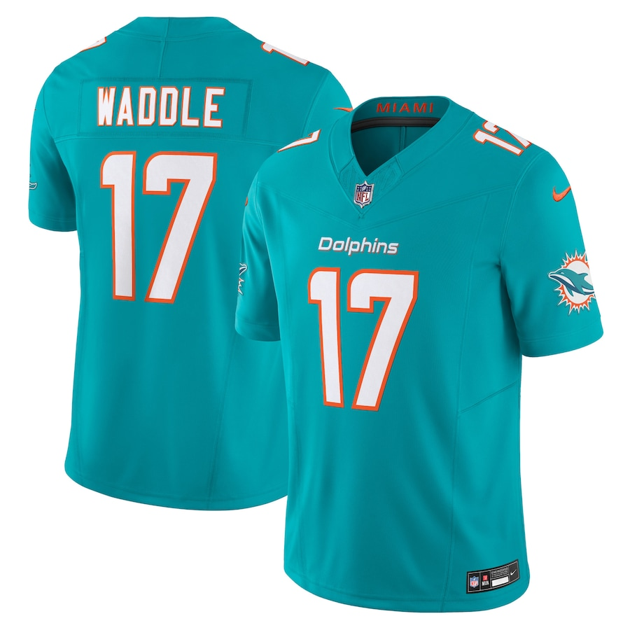 Miami Dolphins #17 Jaylen Waddle Nike Aqua Vapor F.U.S.E. Limited Jersey